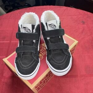 VANS Sk8-Mid Reissue V Plaid Sherpa Suede Canvas Sneaker Hook & Loop Kids US 3